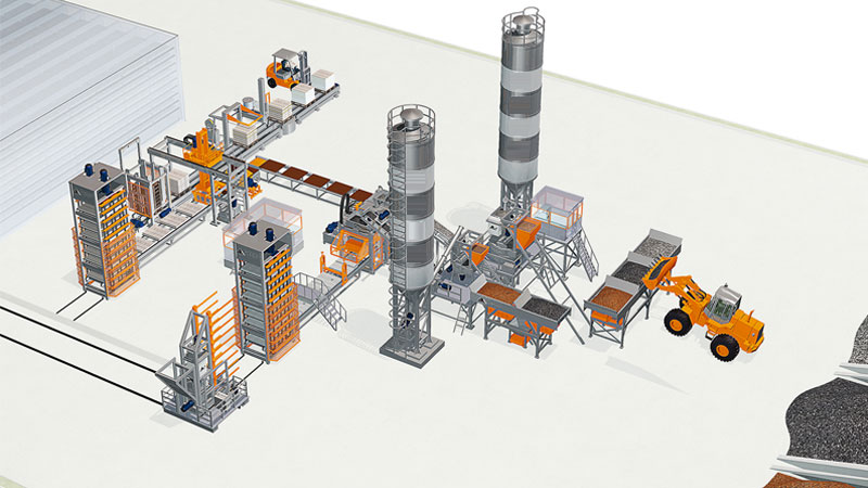 concrete brick production plant